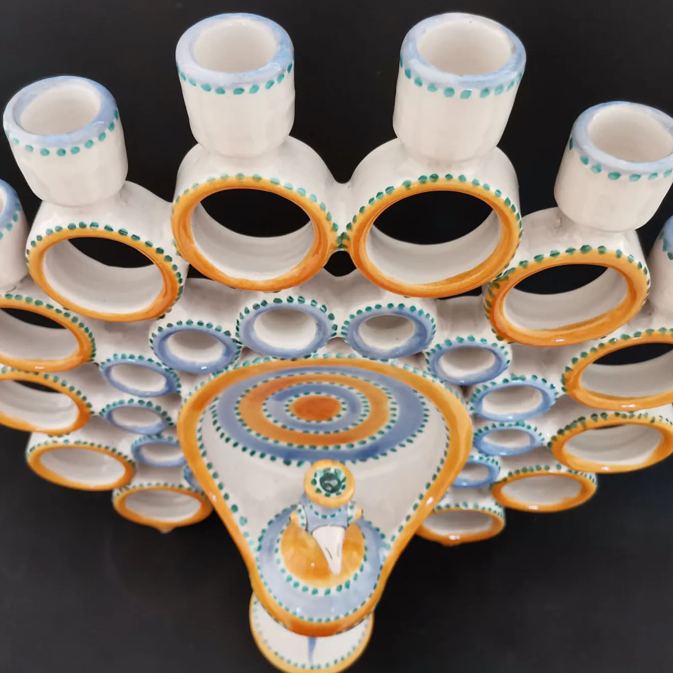 Filadelfio Todaro Candelabro Peacock Honey e Azure