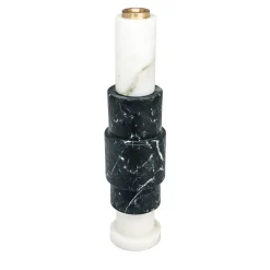 FiammettaV Home Collection Candeliere alto in marmo bianco e nero di Jacopo Simonetti