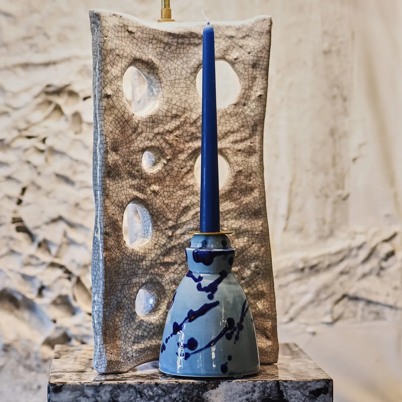 Carola fra i Trulli Candeliere in ceramica blu con 4 candele profumate