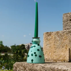 Carola fra i Trulli Candeliere in ceramica verde con 4 candele profumate