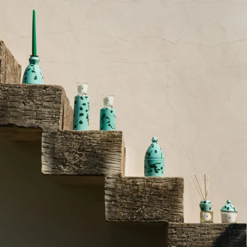 Carola fra i Trulli Candeliere in ceramica verde con 4 candele profumate