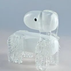 Venice Factory Cane bianco, scultura in vetro veneziano di Eliana Gerotto