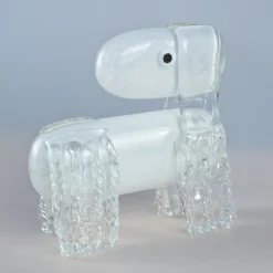 Venice Factory Cane bianco, scultura in vetro veneziano di Eliana Gerotto