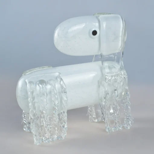 Venice Factory Cane bianco, scultura in vetro veneziano di Eliana Gerotto