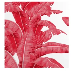 Wallpapers4Beginners Carta da parati a foglie di palma tropicale in rosso e bianco