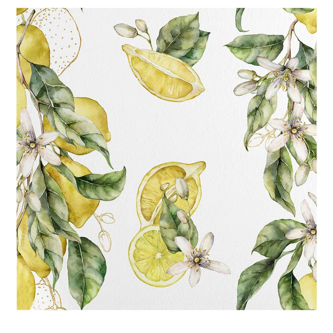 Wallpapers4Beginners Carta da Parati ad Acquerello con Limoni della Costiera Amalfitana