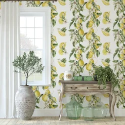 Wallpapers4Beginners Carta da Parati ad Acquerello con Limoni della Costiera Amalfitana