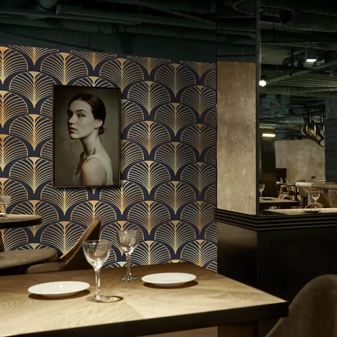 Wallpapers4Beginners Carta da parati Art Déco in stile vintage