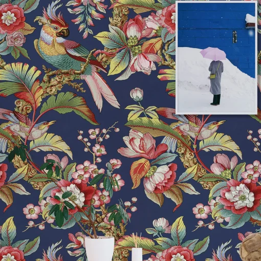 Wallpapers4Beginners Carta da parati asiatica vintage a cineserie