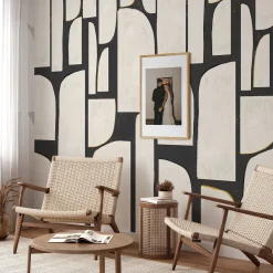 Wallpapers4Beginners Carta da parati astratta extra large in bianco e nero