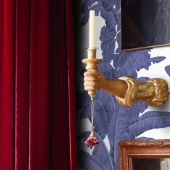 Wallpapers4Beginners Carta da parati blu con foglie tropicali