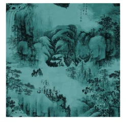 Wallpapers4Beginners Carta da parati con paesaggio Orientale Verde acqua