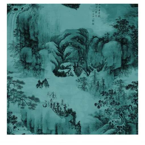 Wallpapers4Beginners Carta da parati con paesaggio Orientale Verde acqua