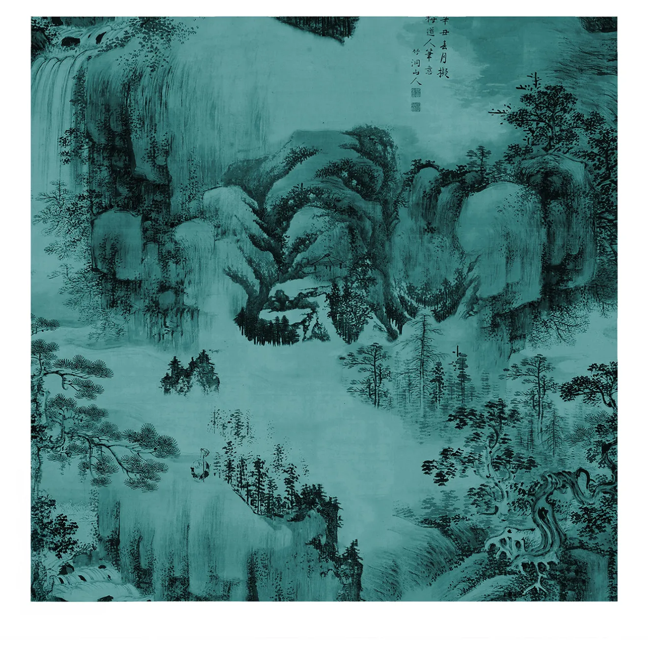 Wallpapers4Beginners Carta da parati con paesaggio Orientale Verde acqua