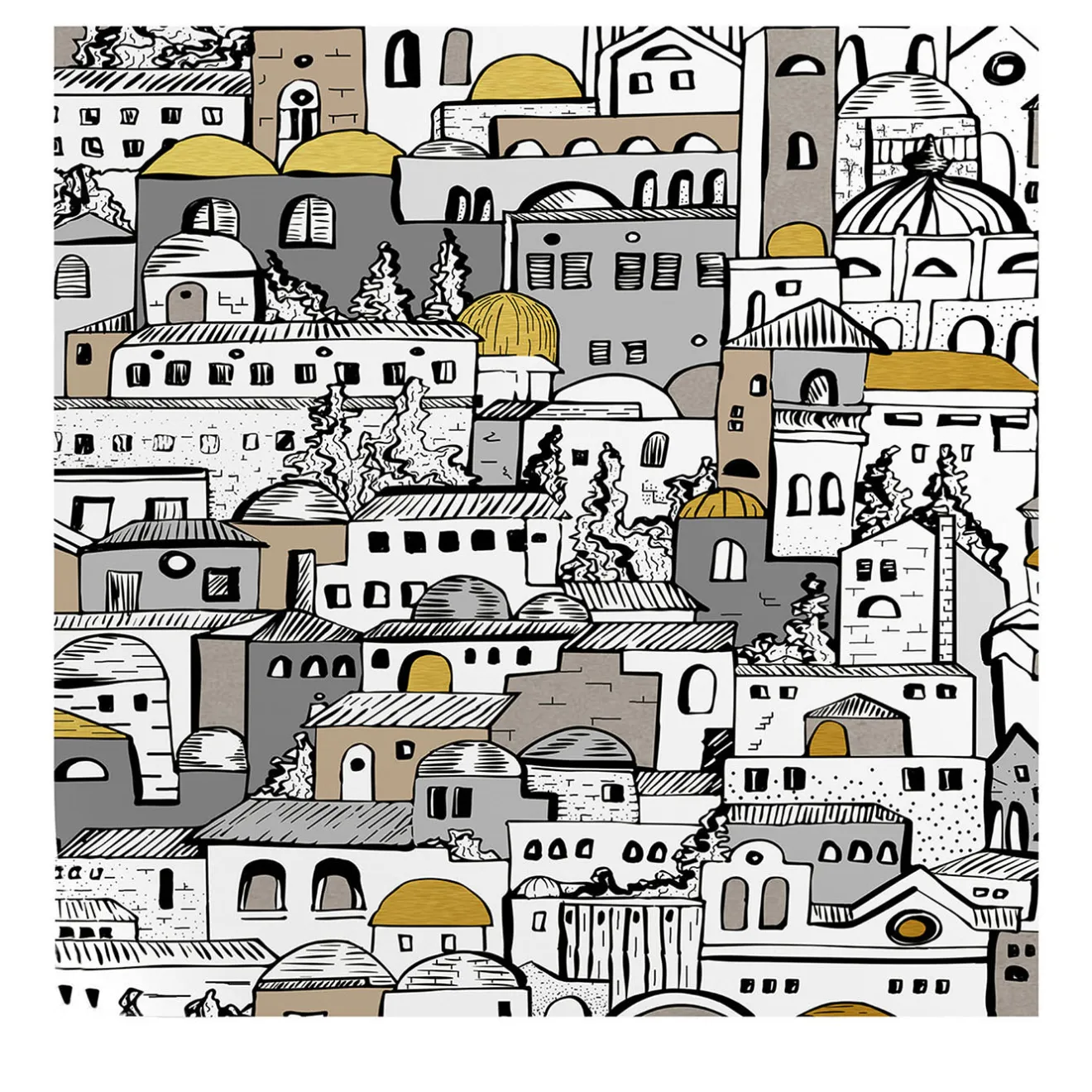 Wallpapers4Beginners Carta da Parati DIY con Paesaggio Urbano Mediterraneo