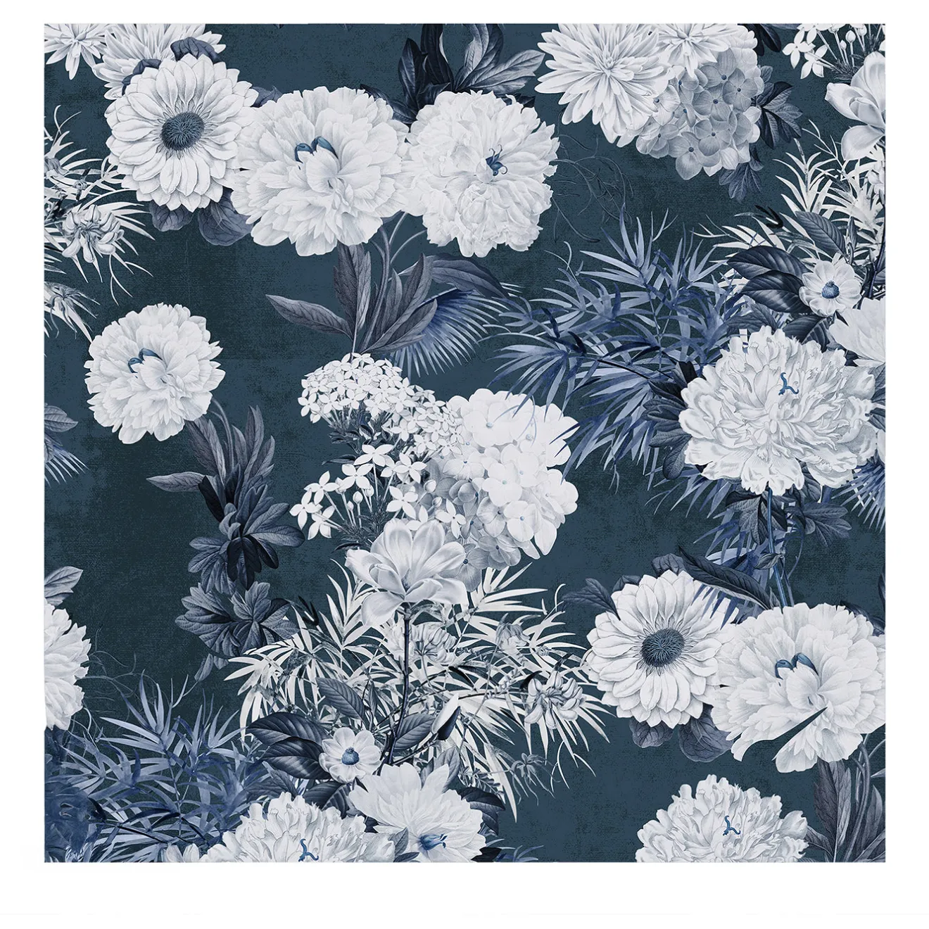 Wallpapers4Beginners Carta da parati floreale blu navy