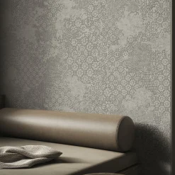 Glamora Carta da parati Grigia Ricami