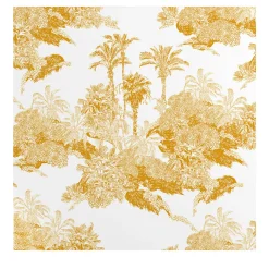 Wallpapers4Beginners Carta da Parati Toile de Jouy Francese con Giungla Gialla Senape