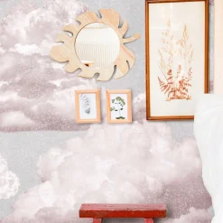 Wallpapers4Beginners Carta da Parati Vintage con Nuvole Rosa