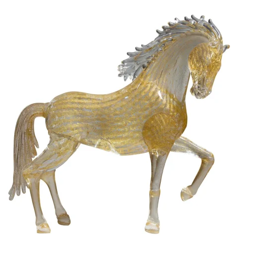 Zanetti Murano Cavallino rampante in vetro oro