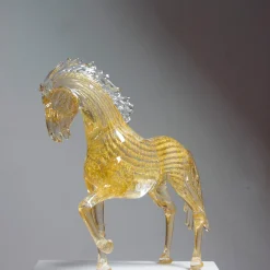 Zanetti Murano Cavallino rampante in vetro oro