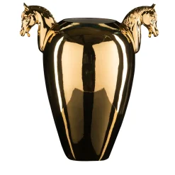 VGnewtrend Cavallo Grande Vaso decorativo dorato