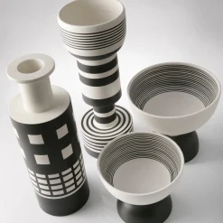 Bitossi Ceramiche Centrotavola alto bianco e nero di Ettore Sottsass