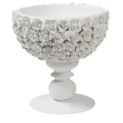 VGnewtrend Centrotavola con piedini bianchi fioriti Coco Camelie