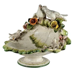 Ceramiche Ceccarelli Centrotavola con uccelli e fiori