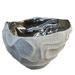 Fos Ceramiche Centrotavola in Porcellana Bianca Perla Platino