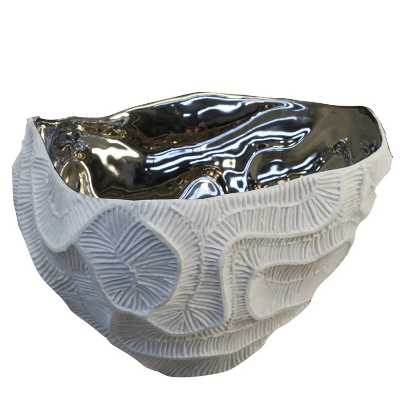 Fos Ceramiche Centrotavola in Porcellana Bianca Perla Platino