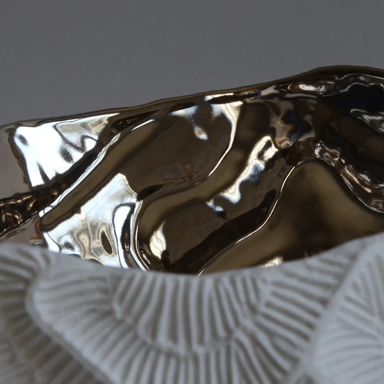 Fos Ceramiche Centrotavola in Porcellana Bianca Perla Platino