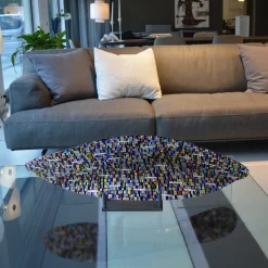 VéVé Glass Centrotavola in vetro di Murano blu Onda Sunshine di Andrea Orso