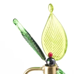 Edi Chirumbolo Centrotavola portacandele decorativo in legno con bacche e foglie in vetro N.3