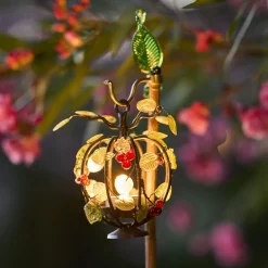Edi Chirumbolo Centrotavola portacandele decorativo in legno con bacche e foglie in vetro N.3