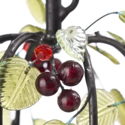 Edi Chirumbolo Centrotavola portacandele decorativo in legno con bacche e foglie in vetro N.1