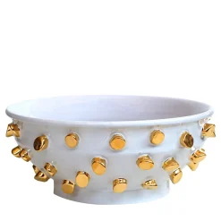 ND Dolfi Centrotavola Tronchetti In Ceramica Dorata E Bianca