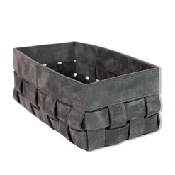 Cassigoli Cesta piccola Bottega in pelle grigio scuro