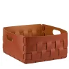 ADJ Style Cestino Bottega quadrato in pelle Bordeaux e Cognac
