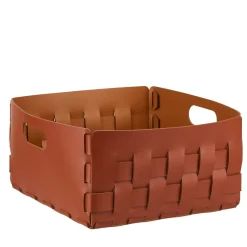 ADJ Style Cestino Bottega quadrato in pelle Bordeaux e Cognac