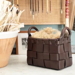 Oscar Maschera Cestino Castagno Piccolo In Pelle