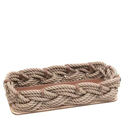 Marricreo Cestino di corda rettangolare medio beige di ispirazione nautica