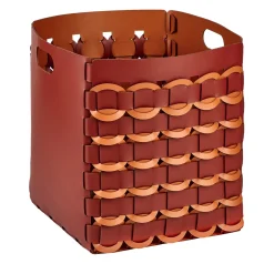 ADJ Style Cestino Geometria in pelle Bordeaux e Cognac