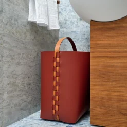 ADJ Style Cestino Helena in pelle Bordeaux e Cognac