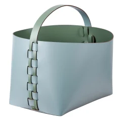 ADJ Style Cestino Helena in pelle Small Sky Blue e Eucalipto