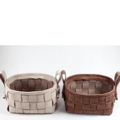 Bottega Conticelli Cestino in pelle intrecciata grigio