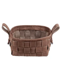 Bottega Conticelli Cestino in pelle intrecciata marrone