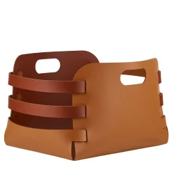 ADJ Style Cestino in pelle Riga Cognac e Bordeaux