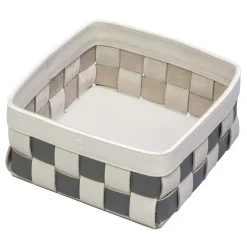 Rabitti 1969 Cestino rettangolare medio Mondina in pelle bianca e nera