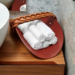 ADJ Style Cestino Riviera in pelle Cognac e Bordeaux